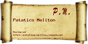 Patatics Meliton névjegykártya